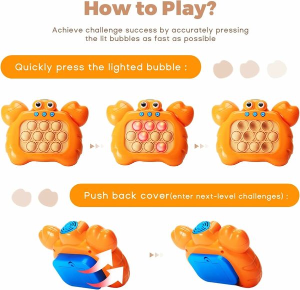 Fast Push Game Pop Game It Fidget Toys Light Up Pattern Popping Game Puzzle Game Machine Anti-Anxiety Autism Sensory Toy for Kids and Adults