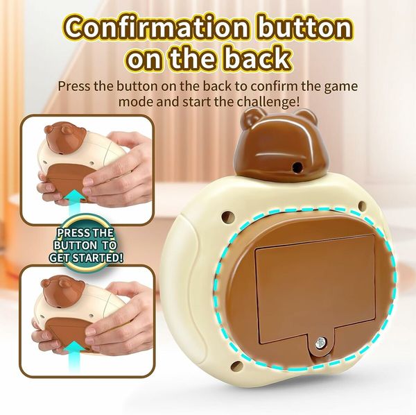 Quick Push Game Console, Light Up Electronic Sensory Games, Travel Handheld Game, Bubble Birthday Gift for Kids Age 5+ (Brown Bear)