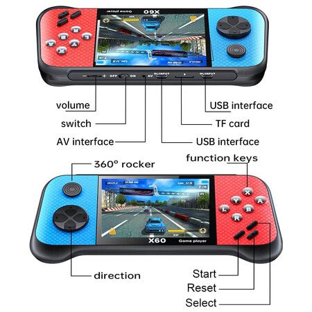 Retro Handheld Game Console 3.5 Inch Mini Portable Gaming Device with 4849 Preloaded Games 2 Gamepads for Kids Adults