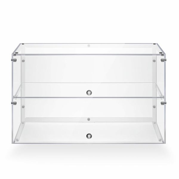 Cake Cabinet Display Cupcake Shelf 2 Tier Unit Acrylic Bakery Case Stand Muffin Donut Pastry Model Toy Showcase Countertop Flip-up Door 5mm