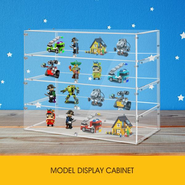 Large Cake Display Cabinet 4 Tier Acrylic Stand Case Unit Holder Bakery Cupcake Muffin Donut Pastry Model Toy Showcase Desktop 5mm Transparent