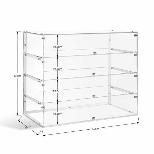 Large Cake Display Cabinet 4 Tier Acrylic Stand Case Unit Holder Bakery Cupcake Muffin Donut Pastry Model Toy Showcase Desktop 5mm Transparent