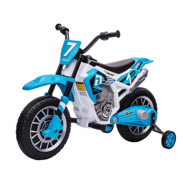 Kids Ride On Motorcycle Electric Toy Car 12V Battery Powered Motorbike Dirt Bike Sport Street Pedal Bicycle Training Wheels High Low Speeds Blue