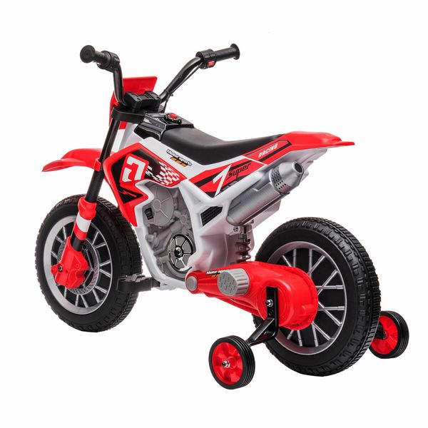 Kids Motorcycle Ride On Car Electric Toy 12V Battery Powered Motorbike Sport Off Road Street Bike Pedal Bicycle Training Wheel 2 Speeds Red