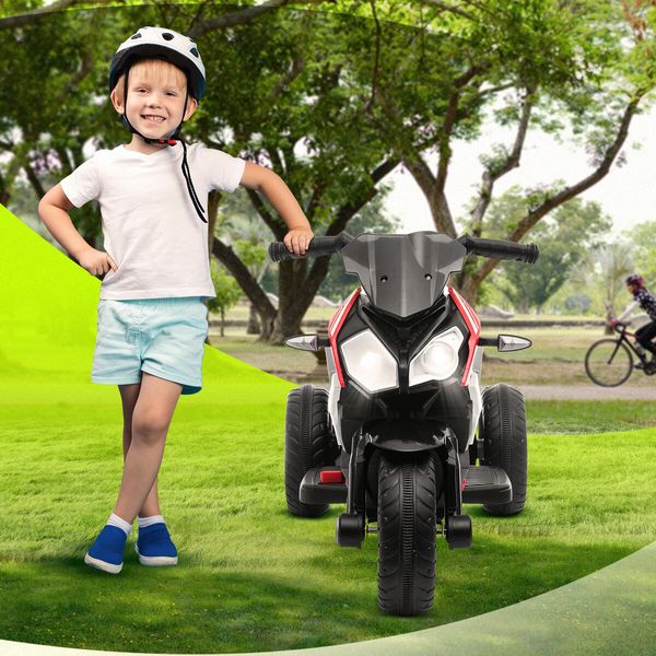 Kids Motorbike Car Toy Ride On Electric Motorcycle Riding Racing Vehicle with 6V Recharge Battery Music 3 Wheels Light Red