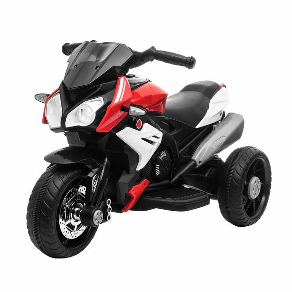 Kids Motorbike Car Toy Ride On Electric Motorcycle Riding Racing Vehicle with 6V Recharge Battery Music 3 Wheels Light Red