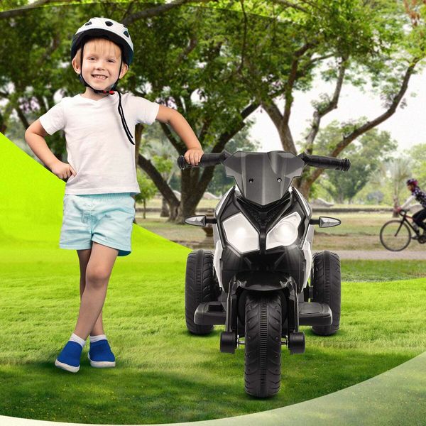 Kids Motorbike Toy Car Electric Ride On Motorcycle Riding Racing Vehicle with 6V Rechargeable Battery 3 Wheels Music Light Black