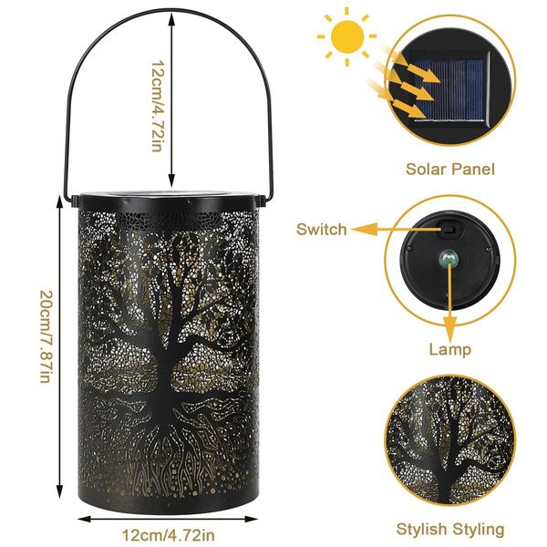 Solar Lantern for Outdoor,Waterproof Solar Lights, Hanging/Standing,for Balcony,Patio,Garden Decoration (Big Tree)