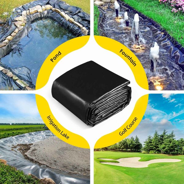 6x5m Pond Liner Fish Pool Waterfall Water Garden Black Skin Pad LDPE Reservoir Fountain Landscaping Heavy Duty 0.5mm