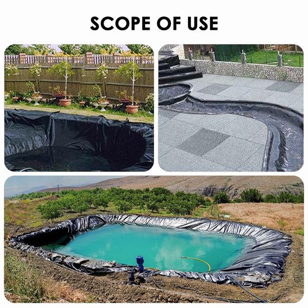 6x5m Pond Liner Fish Pool Waterfall Water Garden Black Skin Pad LDPE Reservoir Fountain Landscaping Heavy Duty 0.5mm