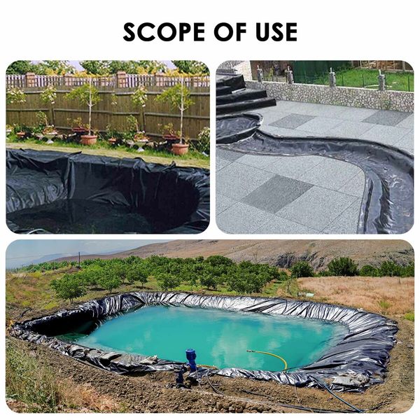 10x8m Pond Liner HDPE Fish Koi Pool Skin Waterfall Water Garden Pad Black Reservoir Fountain Landscaping Heavy Duty 0.2mm