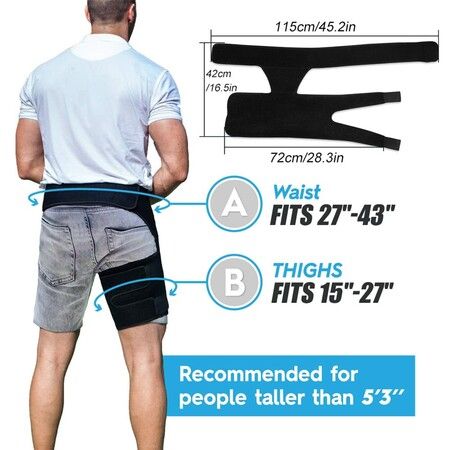 Hip Support, Groin Support, Sciatica Relief, Compression Thigh Sleeve, Hamstring for Strain Injuries, Rehabilitation and Recovery, Fits Men and Women