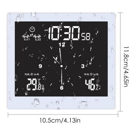 Digital Shower Clock Waterproof Bathroom Digital Clock with Suction Cup LCD Display Air Humidity for Kitchen Bathroom