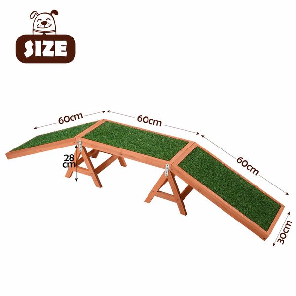 Petscene Dog Agility Ramp Puppy Obedience Training Sports Obstacle Exercise Outdoor Play Equipment Wooden Artificial Grass