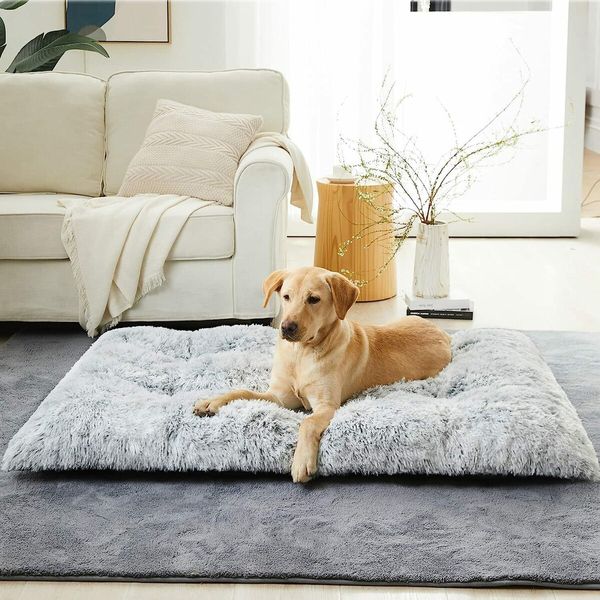 Dog Plush Dog Crate Bed Fluffy Cozy Kennel Pad for Sleeping  Washable Dog Mats with Anti-Slip Bottom for Small Dogs(50*6.5*35cm)