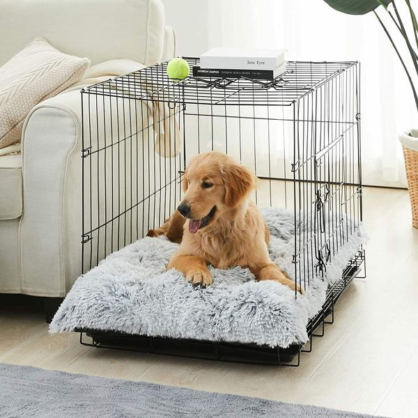 Dog Plush Dog Crate Bed Fluffy Cozy Kennel Pad for Sleeping  Washable Dog Mats with Anti-Slip Bottom for Small Dogs(50*6.5*35cm)