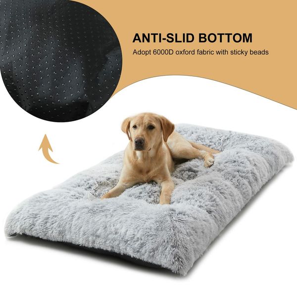 Dog Plush Dog Crate Bed Fluffy Cozy Kennel Pad for Sleeping  Washable Dog Mats with Anti-Slip Bottom for Small Dogs(50*6.5*35cm)