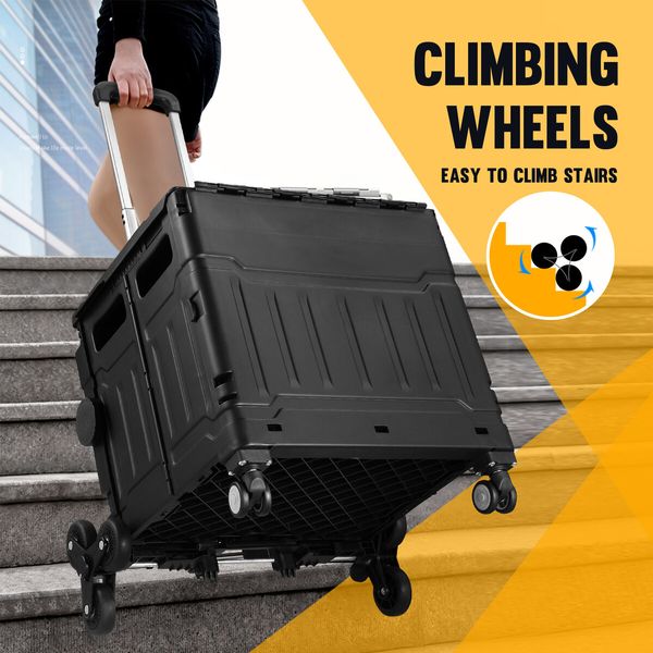 75L Shopping Trolley Cart Wheeled Grocery Utility Basket Bag Stair Climbing Rolling Folding Supermarket Granny Travel Wagon