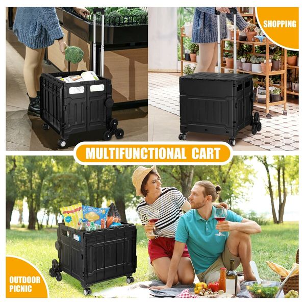 75L Shopping Trolley Cart Wheeled Grocery Utility Basket Bag Stair Climbing Rolling Folding Supermarket Granny Travel Wagon