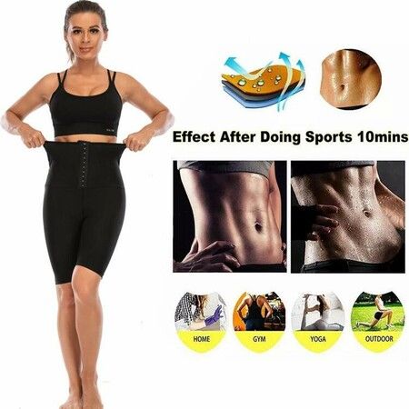 Sweat Sauna Pants Body Shaper Shorts Weight Loss Slimming Shapewear Women Waist Trainer Tummy Workout Hot Sweat Leggings Fitness Blue 9 point Pants Size 4XL/5XL