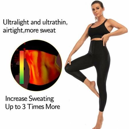 Sweat Sauna Pants Body Shaper Shorts Weight Loss Slimming Shapewear Women Waist Trainer Tummy Workout Hot Sweat Leggings Fitness Blue 9 point Pants Size 4XL/5XL