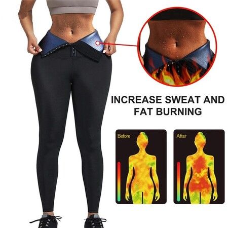 Sweat Sauna Pants Body Shaper Shorts Weight Loss Slimming Shapewear Women Waist Trainer Tummy Workout Hot Sweat Leggings Fitness Blue 5 point Pants Size 4XL/5XL