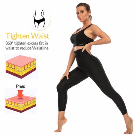 Sweat Sauna Pants Body Shaper Shorts Weight Loss Slimming Shapewear Women Waist Trainer Tummy Workout Hot Sweat Leggings Fitness Blue 5 point Pants Size S/M