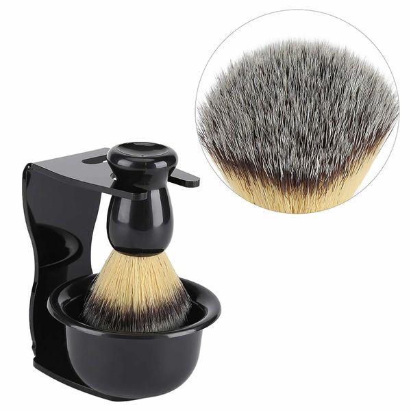 Shaving Brush Set, Shaving Bowl Shaving Brush Stand Acrylic Shaving Brush 3 PCS for Shave Beard