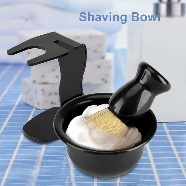 Shaving Brush Set, Shaving Bowl Shaving Brush Stand Acrylic Shaving Brush 3 PCS for Shave Beard