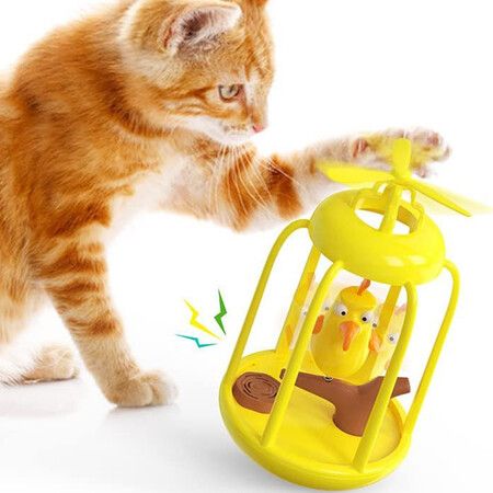 Interactive Cat Toys for Indoor Cat Bird Cage Electric Tumbler Toys (Green)