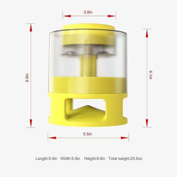 2 in 1 Automatic Cat Feeder, Pet Press Slow Food Leaker Food Dispenser,Yellow