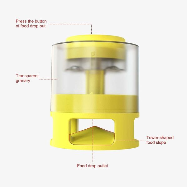 2 in 1 Automatic Cat Feeder, Pet Press Slow Food Leaker Food Dispenser,Yellow