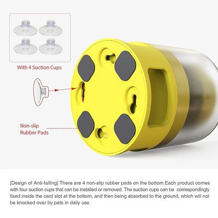 2 in 1 Automatic Cat Feeder, Pet Press Slow Food Leaker Food Dispenser,Yellow