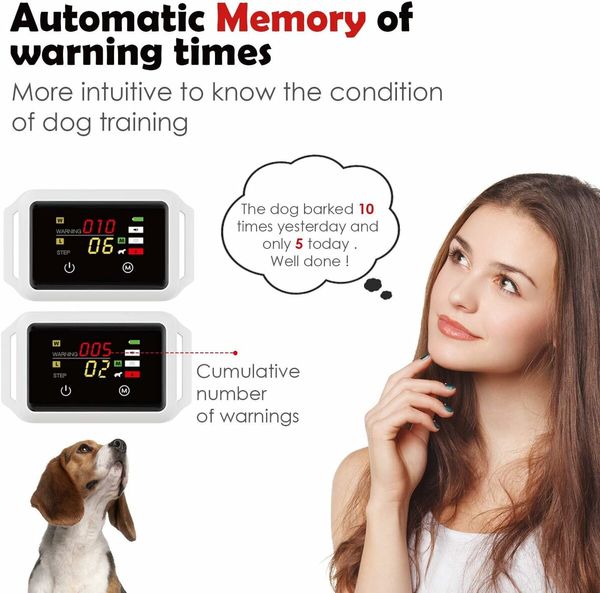 Bark Collar with Touch Screen, Intelligent Dog Bark Collar for Small Medium Large Dogs (Black)