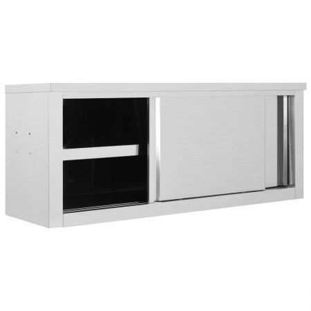 Kitchen Wall Cabinet with Sliding Doors 120x40x50 cm Stainless Steel