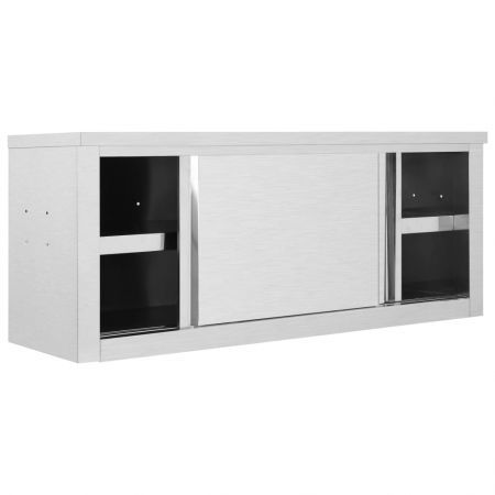 Kitchen Wall Cabinet with Sliding Doors 120x40x50 cm Stainless Steel