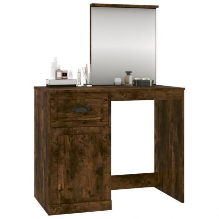 Dressing Table with Mirror Smoked Oak 90x50x132.5 cm Engineered Wood