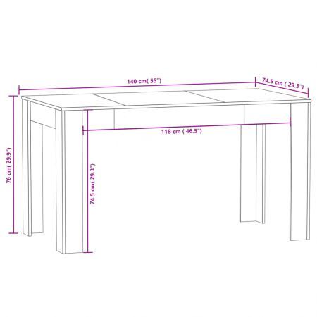 Dining Table Grey Sonoma 140x74.5x76 cm Engineered Wood