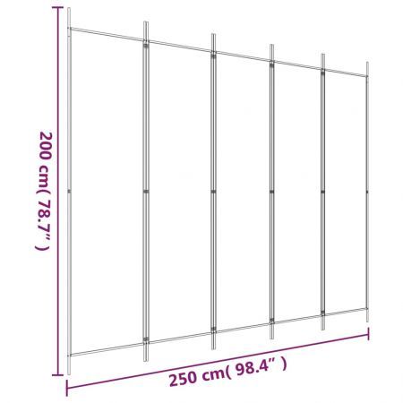 5-Panel Room Divider Anthracite 250x200 cm Fabric