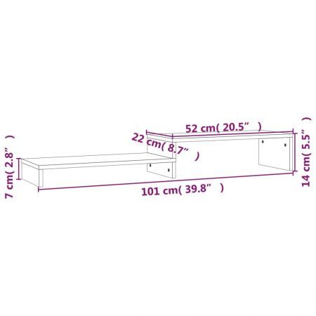 Monitor Stand White (52-101)x22x14 cm Solid Wood Pine