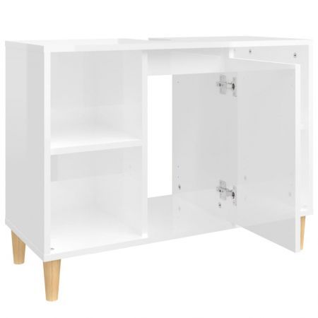 Sink Cabinet High Gloss White 80x33x60 cm Engineered Wood