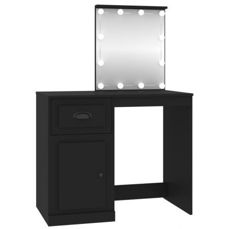 Dressing Table with LED Black 90x50x132.5 cm Engineered Wood