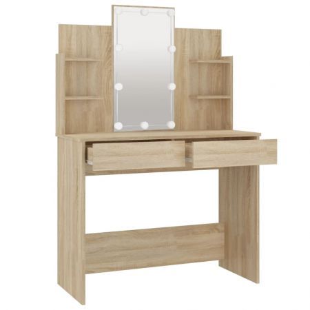 Dressing Table with LED Sonoma Oak 96x40x142 cm