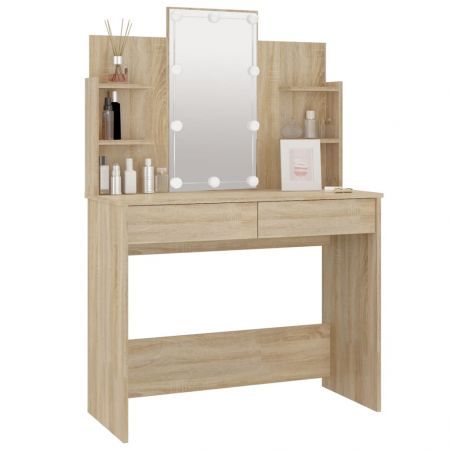 Dressing Table with LED Sonoma Oak 96x40x142 cm