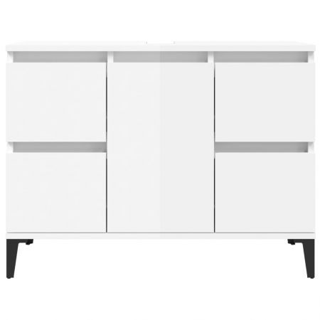 Sink Cabinet High Gloss White 80x33x60 cm Engineered Wood