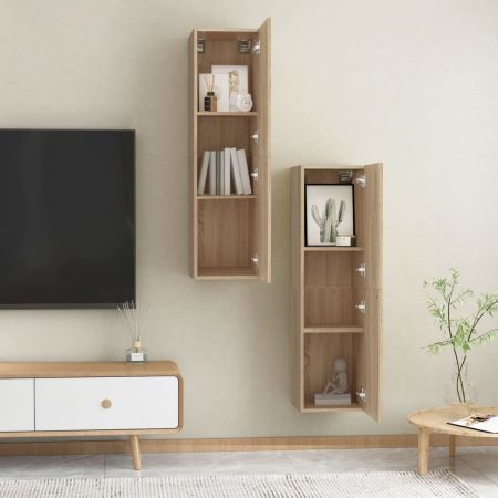 TV Cabinets 2 pcs Sonoma Oak 30.5x30x110 cm Engineered Wood