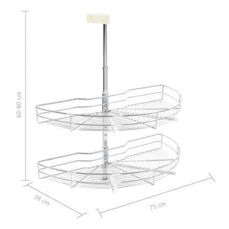 2-Tier Kitchen Wire Basket Silver 180 Degree 75x38x80 cm