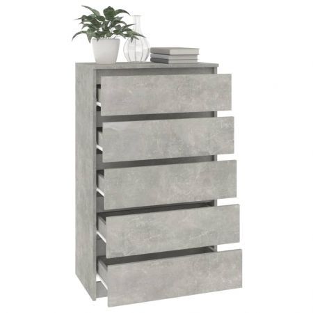 Drawer Cabinet Concrete Grey 60x36x103 cm Engineered Wood