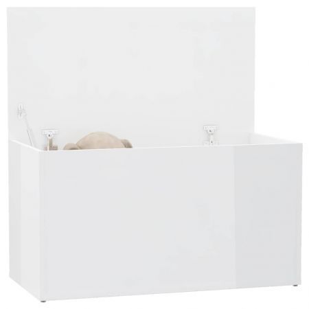 Storage Chest High Gloss White 84x42x46 cm Engineered Wood