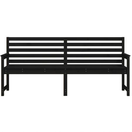 Garden Bench Black 203.5x48x91.5 cm Solid Wood Pine